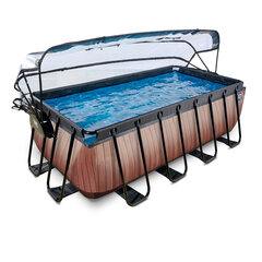 Каркасный бассейн с песочным фильтром и навесом Exit Wood, 400x200x122 см, коричневый цена и информация | Бассейны | 220.lv