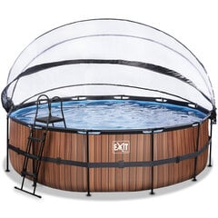 Каркасный бассейн с песочным фильтром и навесом Exit Wood, ø488x122 см, коричневый цена и информация | Бассейны | 220.lv