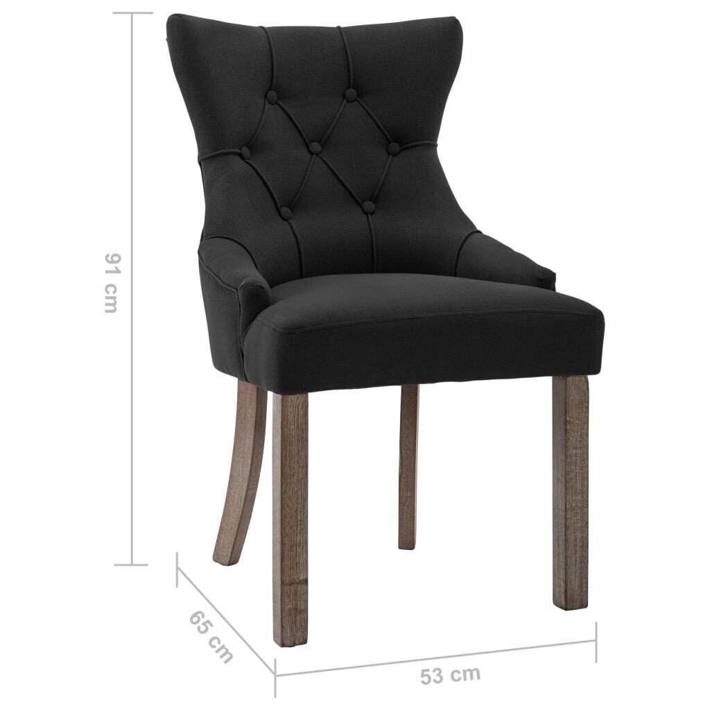 Ēdamistabas krēsli, 6 gab., melnā krāsā, auduma (3x287942) cena un informācija | Virtuves un ēdamistabas krēsli | 220.lv