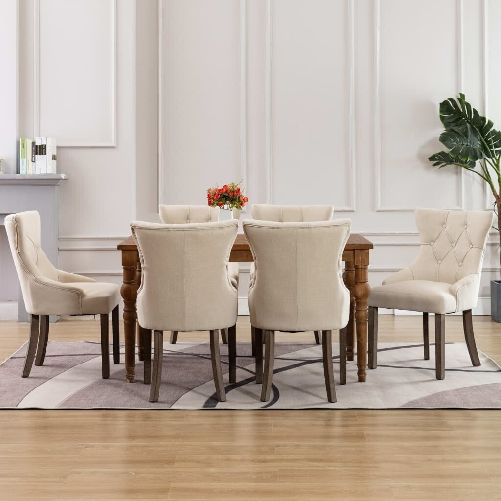 Ēdamistabas krēsli, 6 gab., smilškrāsā, auduma (3x287945) cena un informācija | Virtuves un ēdamistabas krēsli | 220.lv