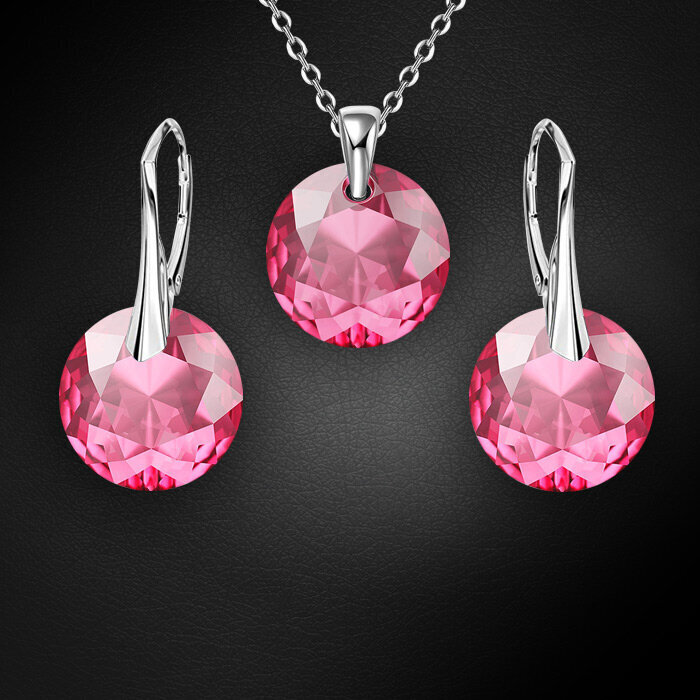 Sudraba komplekts "Marianna (Rose)" ar Swarovski™ kristāliem cena un informācija | Rotaslietu komplekti | 220.lv