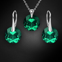 Sudraba komplekts "Marianna (Emerald)" ar Swarovski™ kristāliem cena un informācija | Rotaslietu komplekti | 220.lv