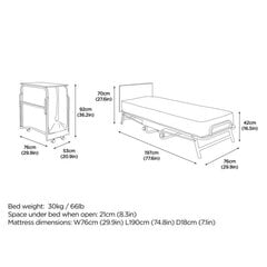 Дополнительная кровать Crown Premier 76x190 cm цена и информация | Кровати | 220.lv
