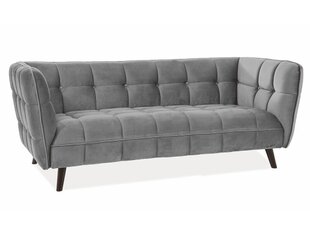 Трехместный бархатный диван Signal Meble Castello 3, серый цена и информация | Диваны | 220.lv