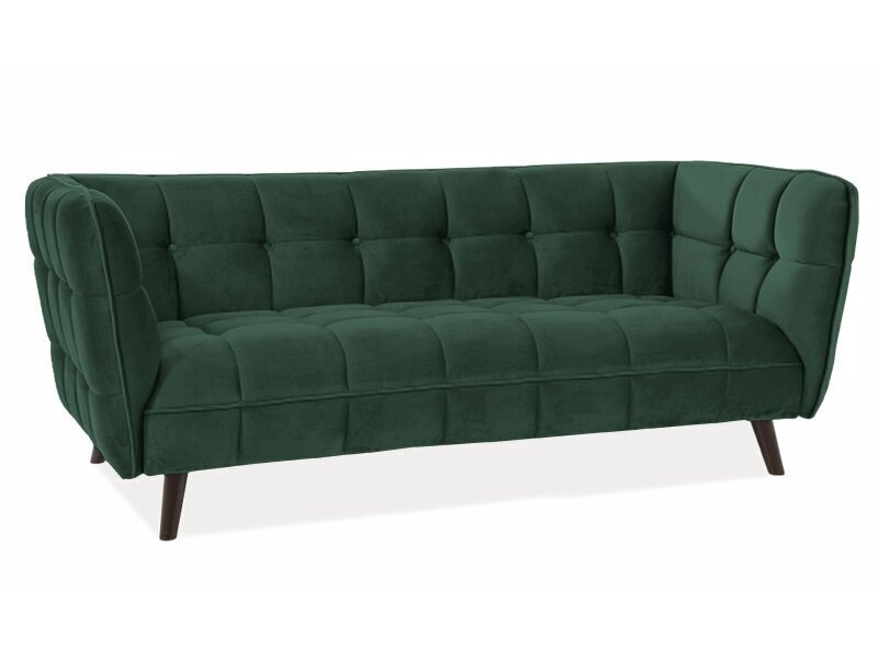 Trīsvietīgs samta dīvāns Signal Meble Castello 3, tumši zaļš cena un informācija | Dīvāni | 220.lv