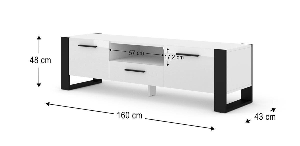 TV galdiņš Nuka 160, balts cena un informācija | TV galdiņi | 220.lv