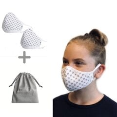 Многоразовая маска для лица  (2 шт.) 1016/K Ergo Plus, белый с крестиком детская и мешочек для хранения цена и информация | Первая помощь | 220.lv