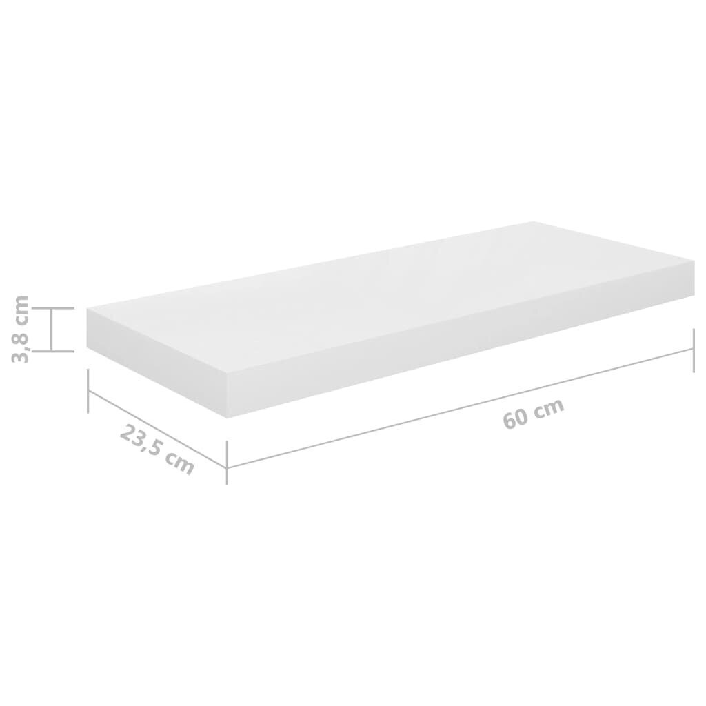 Piekarami plaukti VidaXL, 4 gab., 60x23,5x3,8 cm, balti cena un informācija | Plaukti | 220.lv