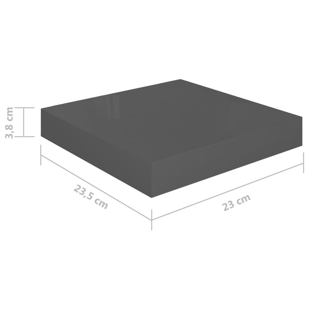 Piestiprināmi plaukti VidaXL, 4 gab., 23x23,5x3,8 cm, pelēki cena un informācija | Plaukti | 220.lv