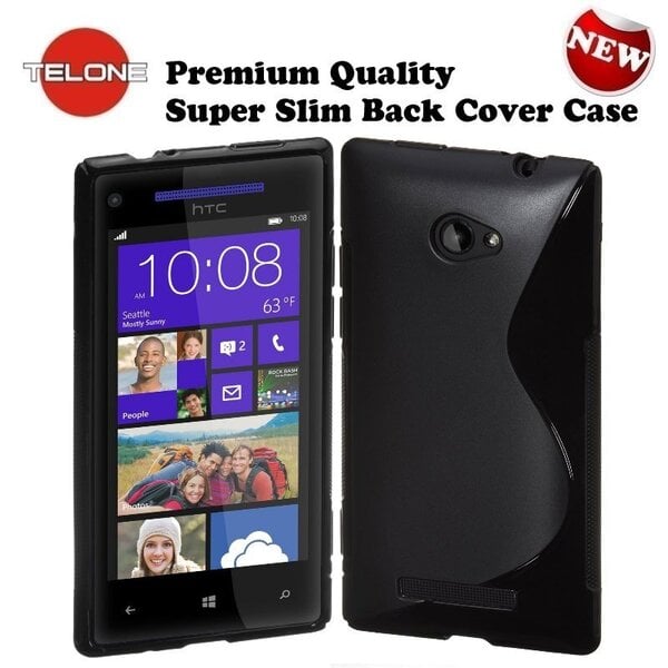 Telone Back Case S-Case gumijots telefona apvalks HTC 8S A620e Melns cena un informācija | Telefonu vāciņi, maciņi | 220.lv