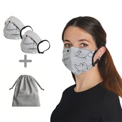 Многоразовая маска для лица (2 шт.) 1017 One Eco friendly и мешочек для хранения цена и информация | Первая помощь | 220.lv