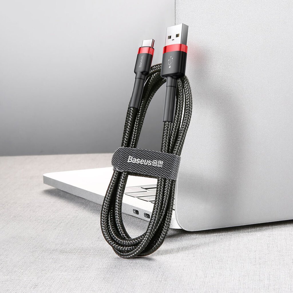 USB-C datu un uzlādes vads, Baseus Cafule CATKLF-A91 3A / PD / QC 3.0 / 50 cm, melns cena un informācija | Savienotājkabeļi | 220.lv