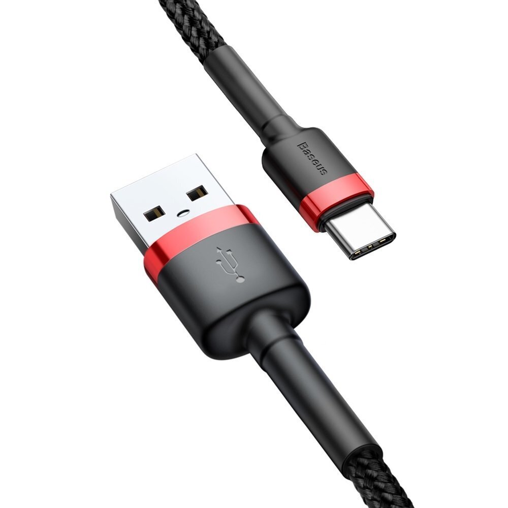 USB-C datu un uzlādes vads, Baseus Cafule CATKLF-C91 3A / PD / QC 3.0 / 200 cm, melns cena un informācija | Savienotājkabeļi | 220.lv