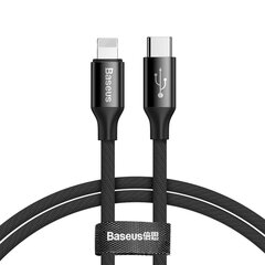 USB-C -> Lightning datu un uzlādes vads, Baseus Yiven CATLYW-C01 18W / PD 2.0 / 100 cm, melns cena un informācija | Savienotājkabeļi | 220.lv