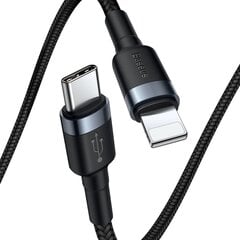 USB-C -> Lightning datu un uzlādes vads, Baseus Cafule CATLKLF-G1 18W / PD 2.0 / 100 cm, melns cena un informācija | Savienotājkabeļi | 220.lv