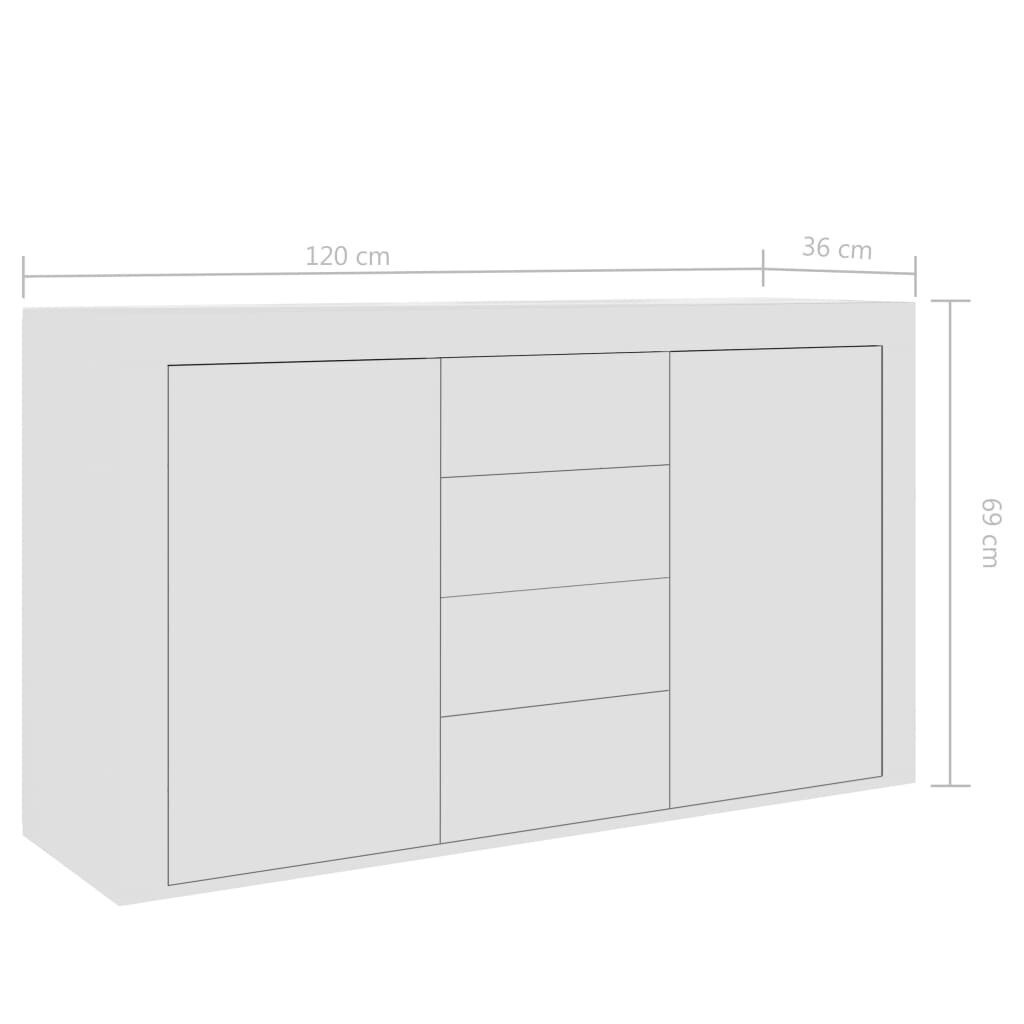 Sānu skapis VidaXL, 120x36x69 cm, balts cena un informācija | Skapīši viesistabai | 220.lv