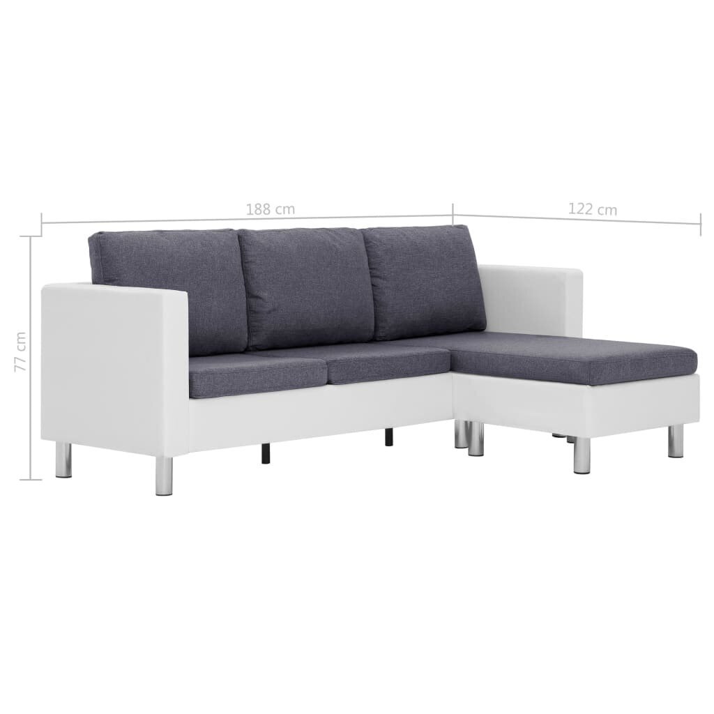 Trīsvietīgs dīvāns ar spilveniem, pelēks цена и информация | Dīvāni | 220.lv