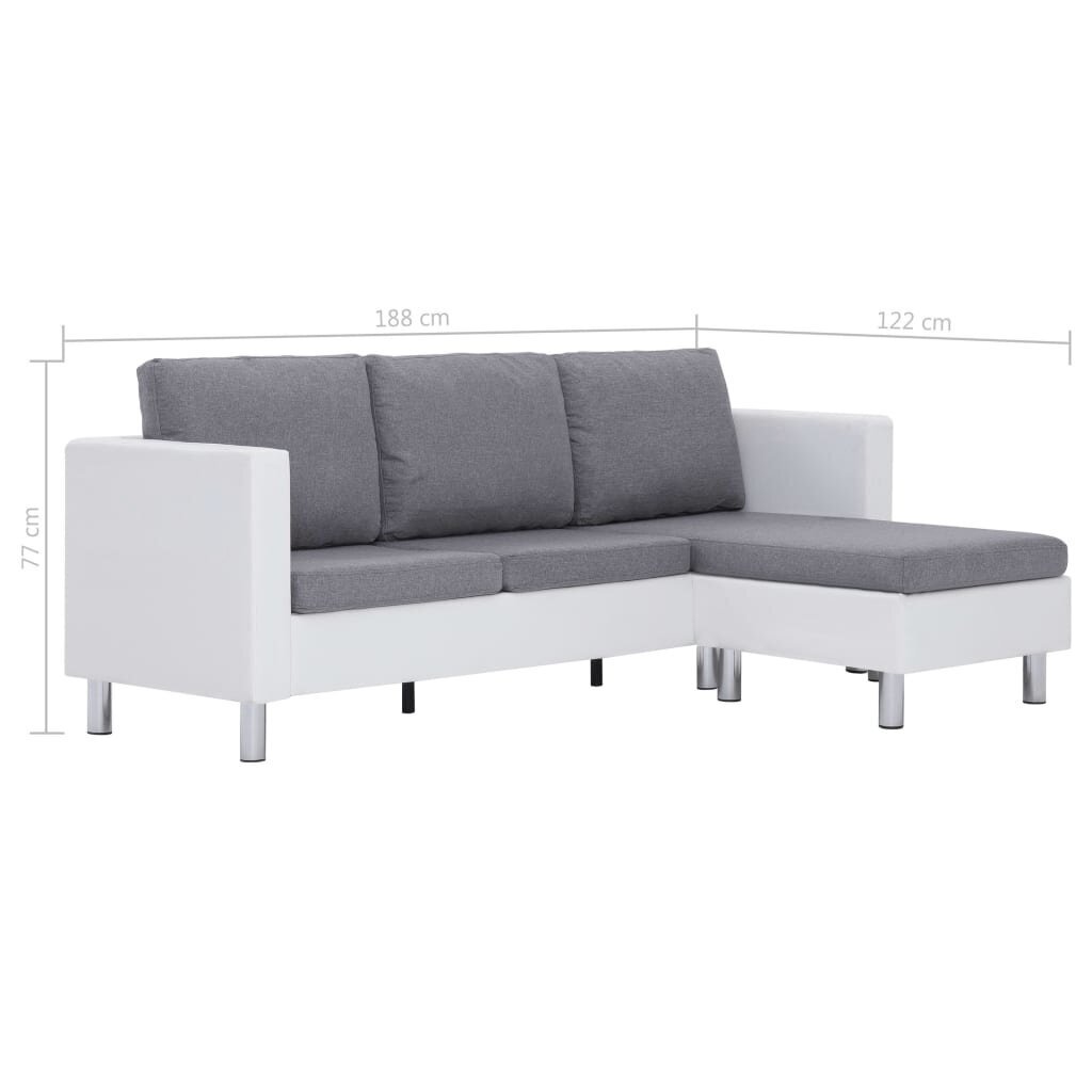 Trīsvietīgs dīvāns ar spilveniem, pelēks cena un informācija | Dīvāni | 220.lv