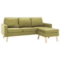 Trīsvietīgs dīvāns ar kāju balstu, zaļš cena un informācija | Dīvāni | 220.lv
