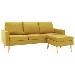 Trīsvietīgs dīvāns ar kāju balstu, dzeltens cena un informācija | Dīvāni | 220.lv