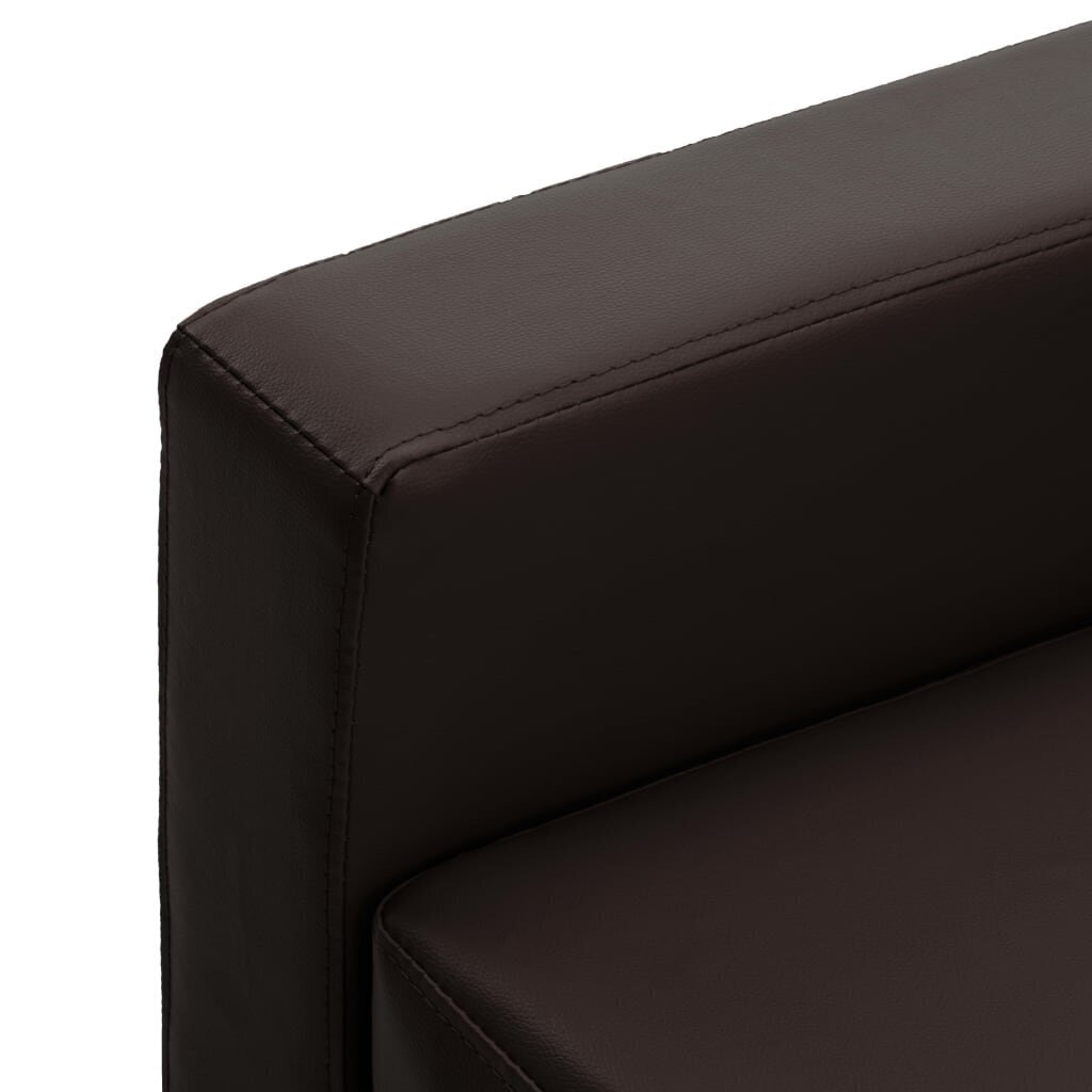 Trīsvietīgs dīvāns ar kāju balstu, brūns cena un informācija | Dīvāni | 220.lv