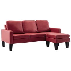 Trīsvietīgs dīvāns ar kāju balstu, sarkans cena un informācija | Dīvāni | 220.lv