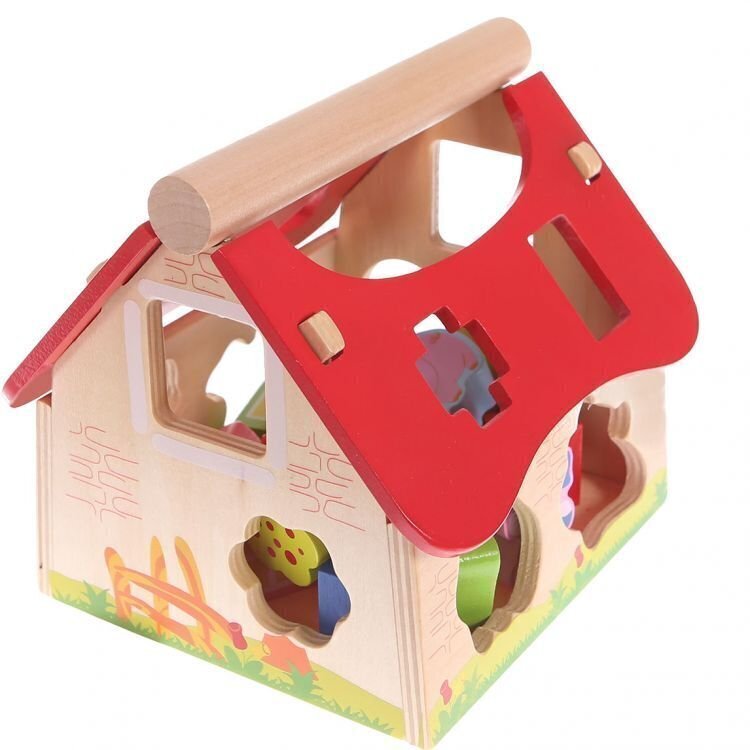 Koka klucīši-šķirotājs lauku māja EcoToys cena un informācija | Rotaļlietas zīdaiņiem | 220.lv