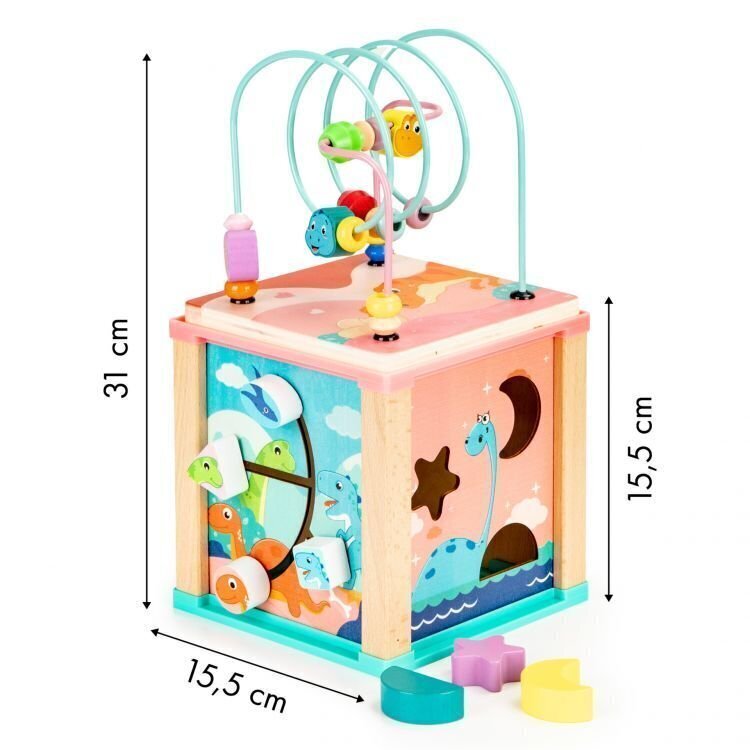 Koka izglītojošs kubs EcoToys Dino цена и информация | Rotaļlietas zīdaiņiem | 220.lv