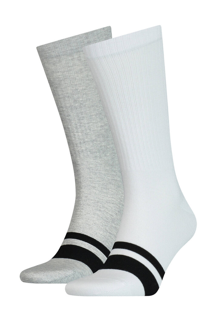 Puma vīriešu sporta zeķes Seasonal Logo Sock 2-Pack White/Grey cena un informācija | Vīriešu zeķes | 220.lv