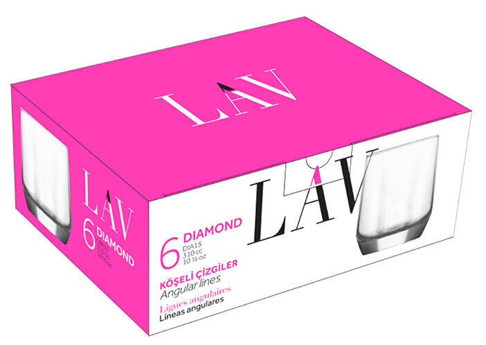 Lav glāzes viskijam Diamond, 310 ml, 6 gab cena un informācija | Glāzes, krūzes, karafes | 220.lv