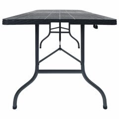 Salokāms dārza galds, melns, 180x75x72 cm, HDPE cena un informācija | Dārza galdi | 220.lv