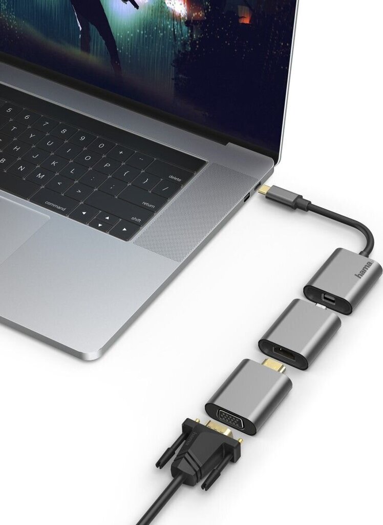 Adaptera komplekts 6 in 1 USB-C, Mini-DisplayPort, HDMI™, VGA Hama, 00200306 цена и информация | Adapteri un USB centrmezgli | 220.lv