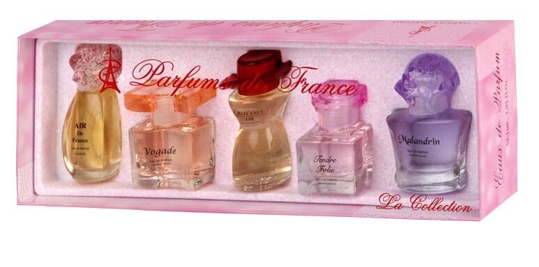 Komplekts Charrier Parfums "Parfums de France" sievietēm: Air de France EDP, 11.5 ml + Croyance Or  EDP, 12 ml + Tendre Folie EDP, 10.1 ml + Vogade EDP, 10.7 ml + Malandrin, 9.8 ml цена и информация | Sieviešu smaržas | 220.lv