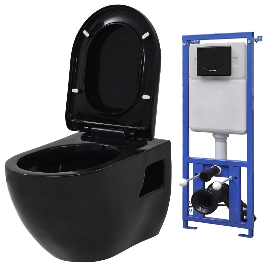 Piestiprināms tualetes pods ar slēptu tvertni, melns cena | 220.lv