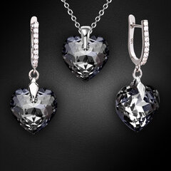 Серебряный комплект «Влюблённое Сердце III R (Silver Night)» с кристаллами Swarovski™ цена и информация | Наборы украшений | 220.lv