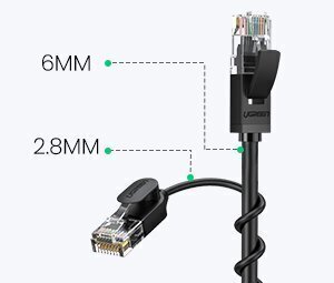 Kabelis Ugreen Ethernet RJ45 Cat 6A UTP 1000Mbps 1 m black (70332) цена и информация | Kabeļi un vadi | 220.lv