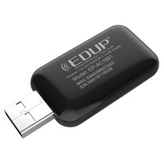 Двухдиапазонный USB WiFi-адаптер EDUP EP - AC1681 1200Mbps c Bluetooth 2,4 ГГц / 5,8 ГГц / с внешней антенной, черный цена и информация | Адаптеры и USB разветвители | 220.lv