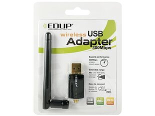 EDUP EP - MS1581 USB WiFi adapteris / 2dBi antena / 300Mbps / 802.11n / melns цена и информация | Адаптеры и USB разветвители | 220.lv