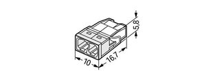 Пружинное соединение для кабеля WAGO 2x2,5mm², 100 шт., 24A, белое цена и информация | Текстильные провода и клеммные колодки | 220.lv