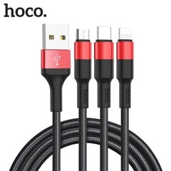 Кабель Hoco X26 USB 3IN1 USB TYPE-C/8-PIN APPLE LIGHTNING/USB MICRO, 1 м цена и информация | Кабели и провода | 220.lv