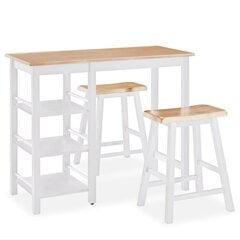 Комплект мебели для бара, 3 ч., деревянная панель (ДВП), белый цена и информация | Комплекты мебели для столовой | 220.lv