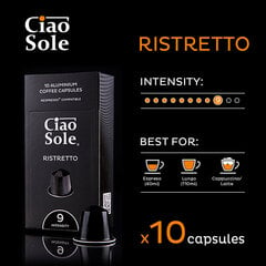 Kafijas kapsulas Ciao Sole "Ristretto", 10 gab. Nespresso® kafijas automātiem цена и информация | Кофе, какао | 220.lv