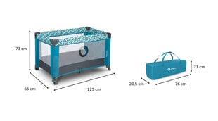 Lionelo кровать для путешествий Stefi, бирюзовый цена и информация | Манежи для детей | 220.lv
