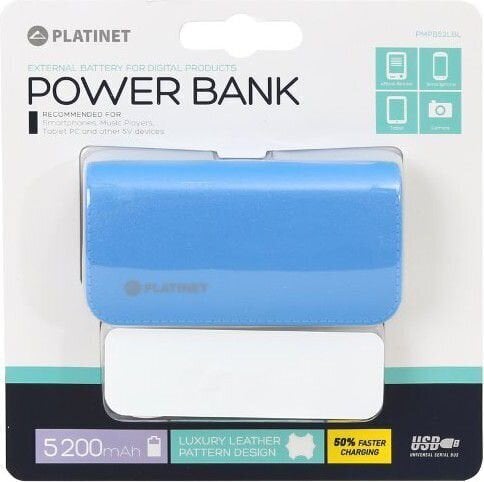 Portatīvais lādētājs-akumulators PLATINET POWER BANK 5200mAh, zils cena un informācija | Lādētāji-akumulatori (Power bank) | 220.lv