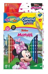 Цветные карандаши с точилкой Colorino Junior Minnie, треугольные, 12 шт.,13 цветов цена и информация | Принадлежности для рисования, лепки | 220.lv