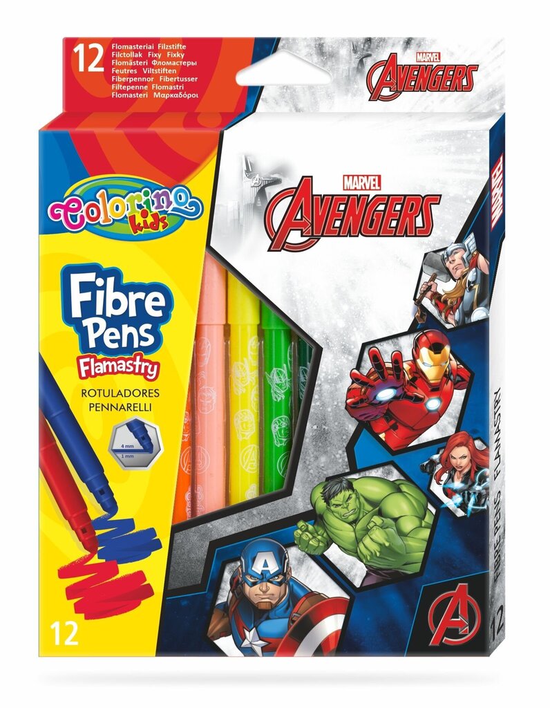 Nomazgājami flomāsteri Colorino Marvel Avengers, 12 krāsu цена и информация | Modelēšanas un zīmēšanas piederumi | 220.lv