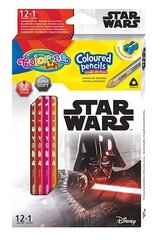 Цветные карандаши с точилкой Colorino Disney Star Wars, треугольные, 12 шт./13 цветов цена и информация | Принадлежности для рисования, лепки | 220.lv