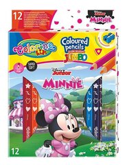 Цветные карандаши с точилкой Colorino Disney Junior Minnie Jumbo, 12 шт., 13 цветов цена и информация | Принадлежности для рисования, лепки | 220.lv