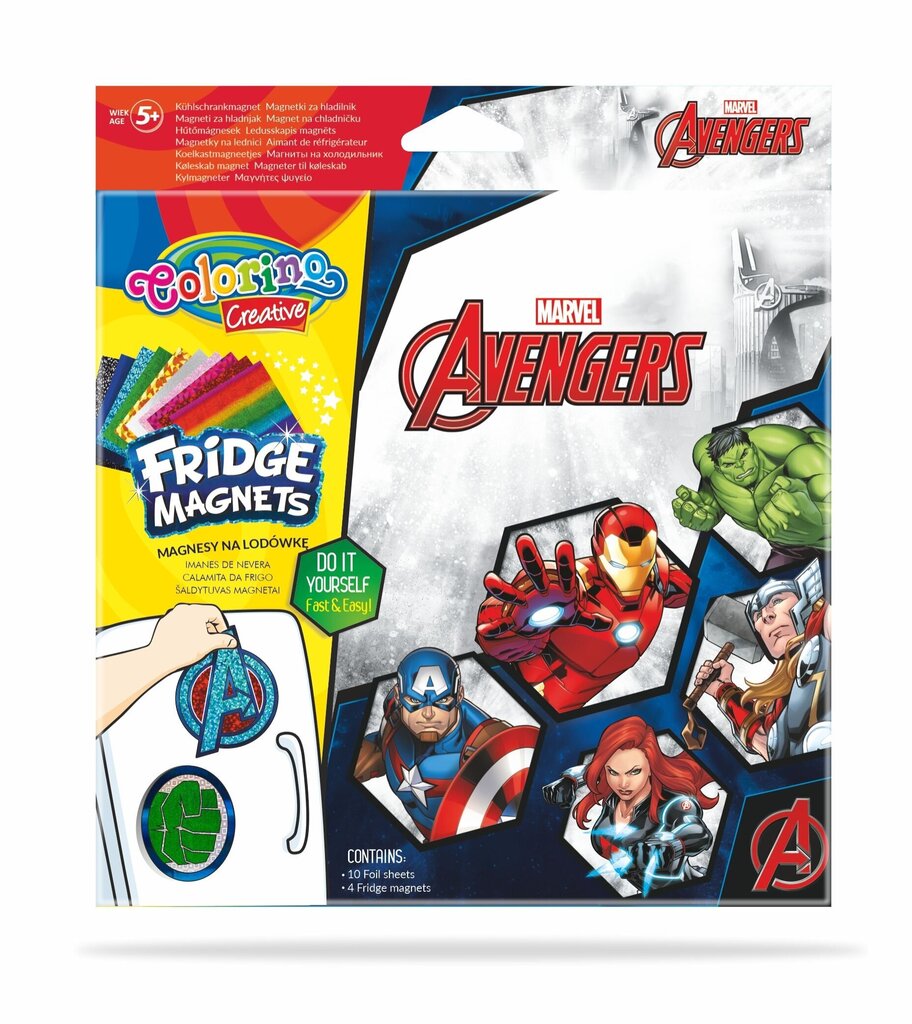 Komplekts Izveidojiet paši savus ledusskapja magnētus, Colorino Creative Marvel Avengers cena un informācija | Attīstošās rotaļlietas | 220.lv