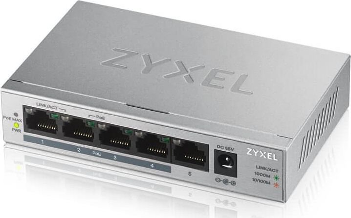 Slēdzis ZyXEL GS1005HP-EU0101F 10 Gbps cena un informācija | Komutatori (Switch) | 220.lv